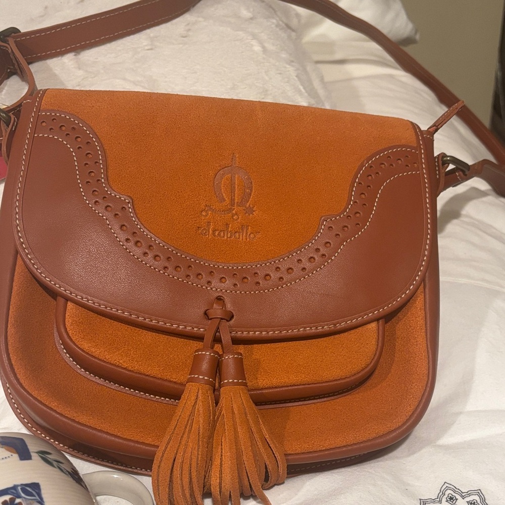 El  Caballo Women's Brown Leather and Suede Crossbody Bag NWT